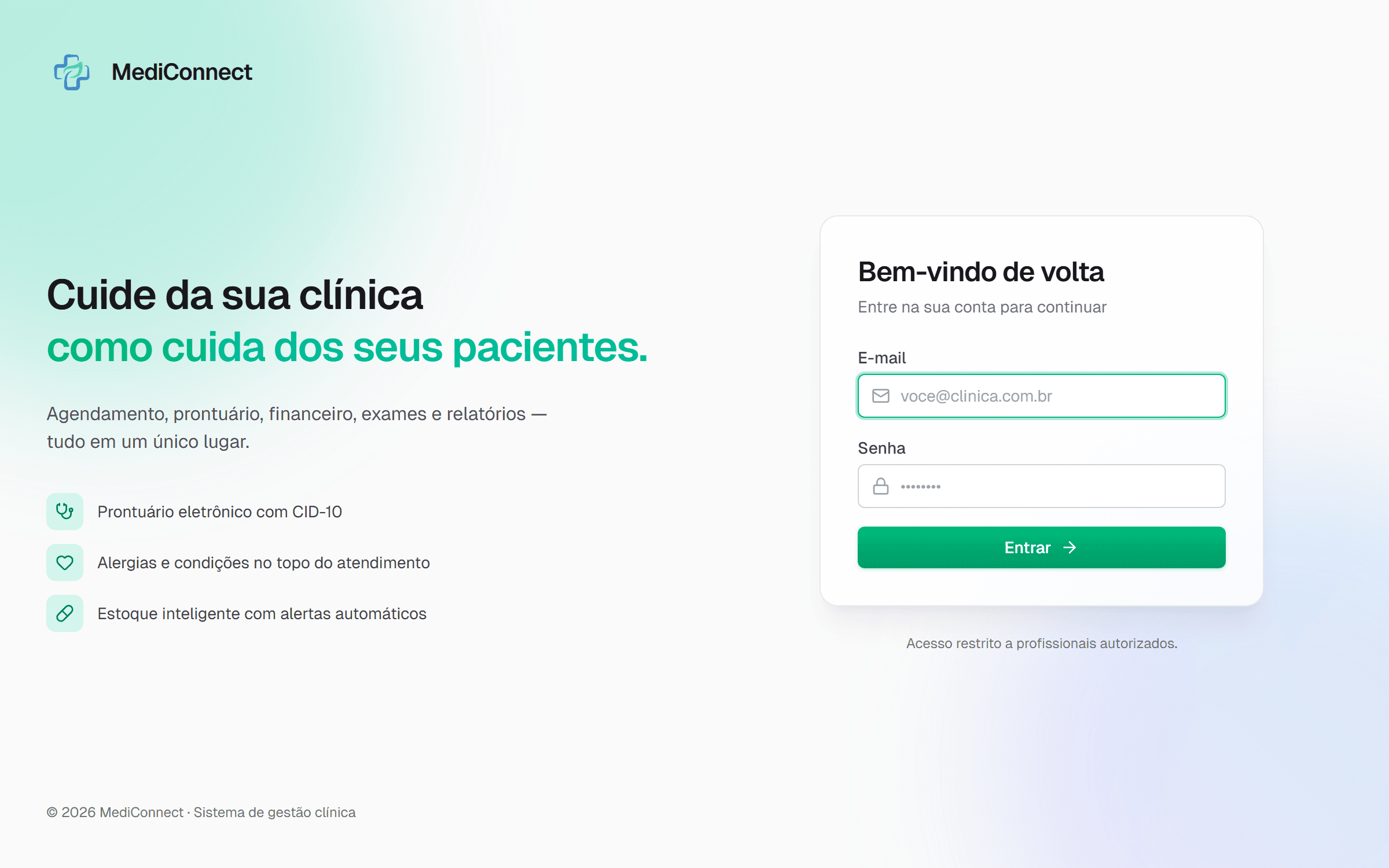 Captura de tela do projeto MediConnect