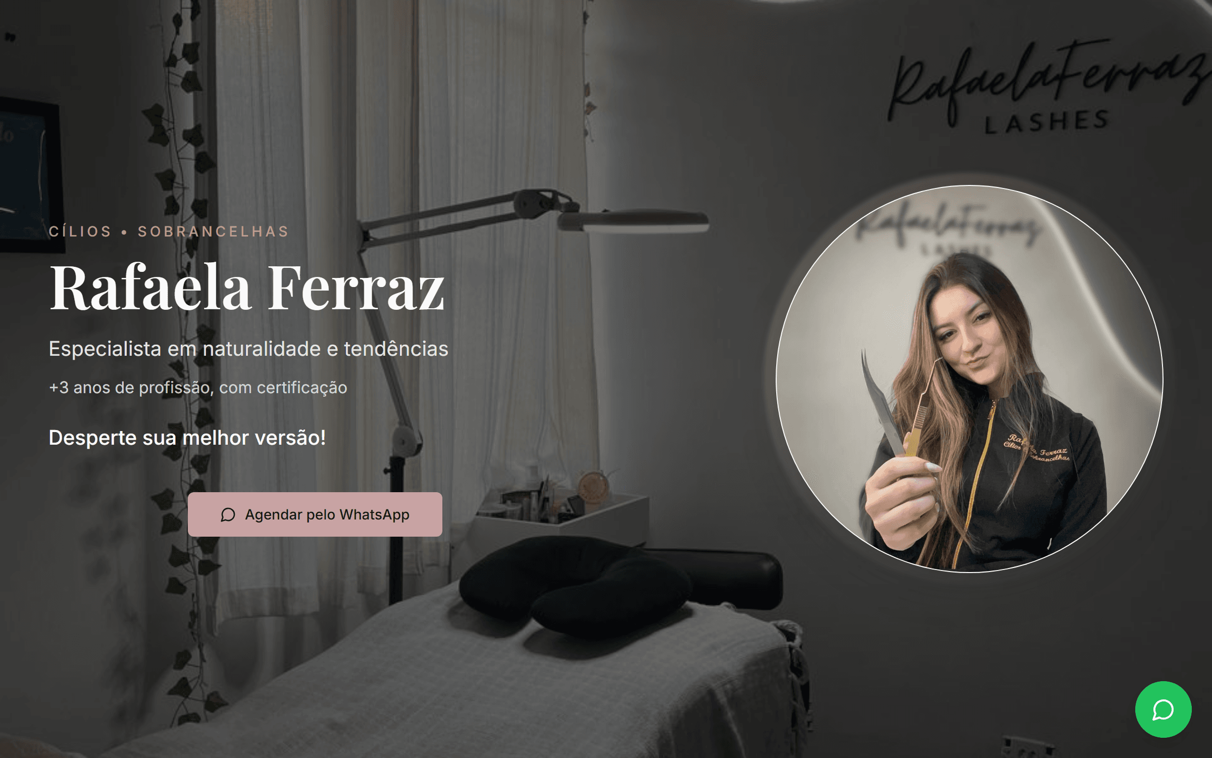 Captura de tela do projeto Rafaela Lash